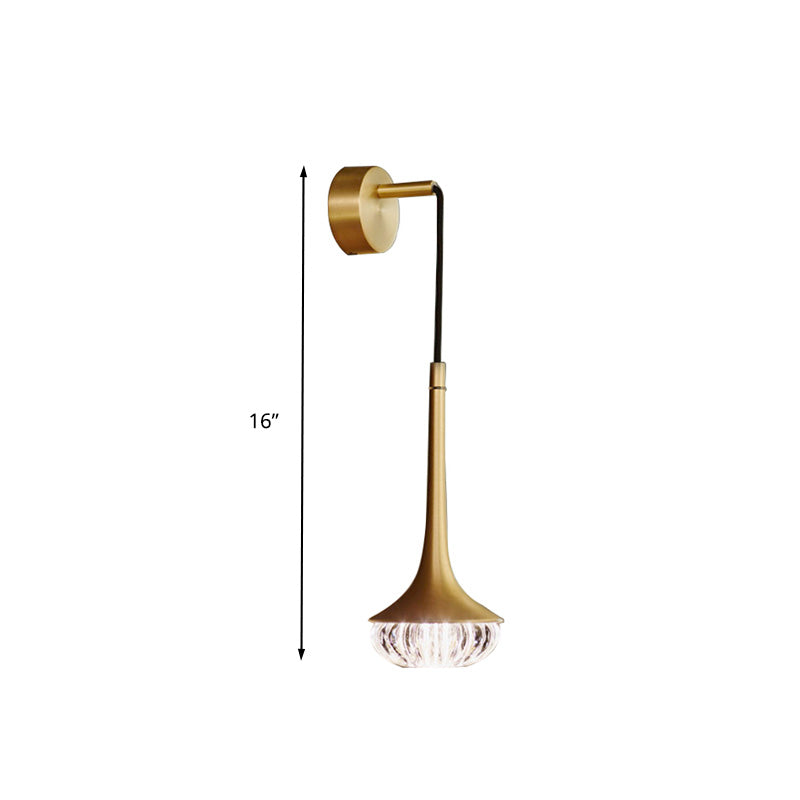 Teardrop Gold Crystal Sconce Light Modernism 1 Head LED Wall Lighting Fixture with Metal Round Backplate Clearhalo 'Modern wall lights' 'Modern' 'Wall Lamps & Sconces' 'Wall Lights' Lighting' 317031