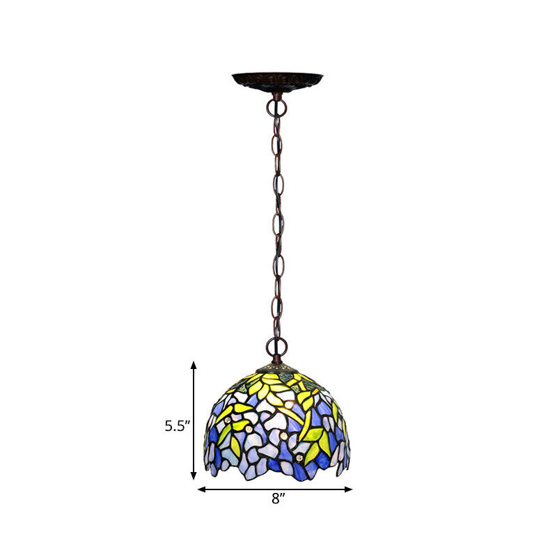 1/2 Lights Dome Hanging Chandelier Tiffany Yellow Cut Glass Pendant Lamp for Kitchen, 8