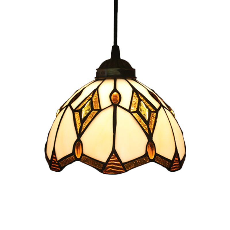 1 Light Grape/Flower/Diamond Pendant Light Kit Victorian White/Red/Yellow Cut Glass Suspension Lamp for Kitchen White Clearhalo 'Ceiling Lights' 'Industrial' 'Middle Century Pendants' 'Pendant Lights' 'Pendants' 'Tiffany close to ceiling' 'Tiffany Pendants' 'Tiffany' Lighting' 317828