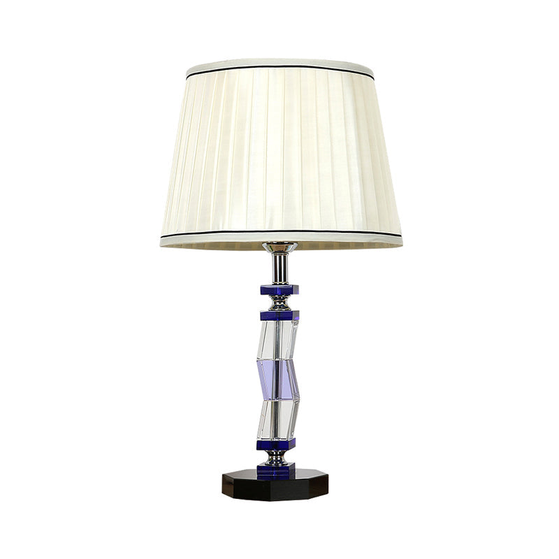 Tapered Drum Bedroom Table Lamp Countryside Fabric Single Light White Night Light Clearhalo 'Lamps' 'Table Lamps' Lighting' 325306