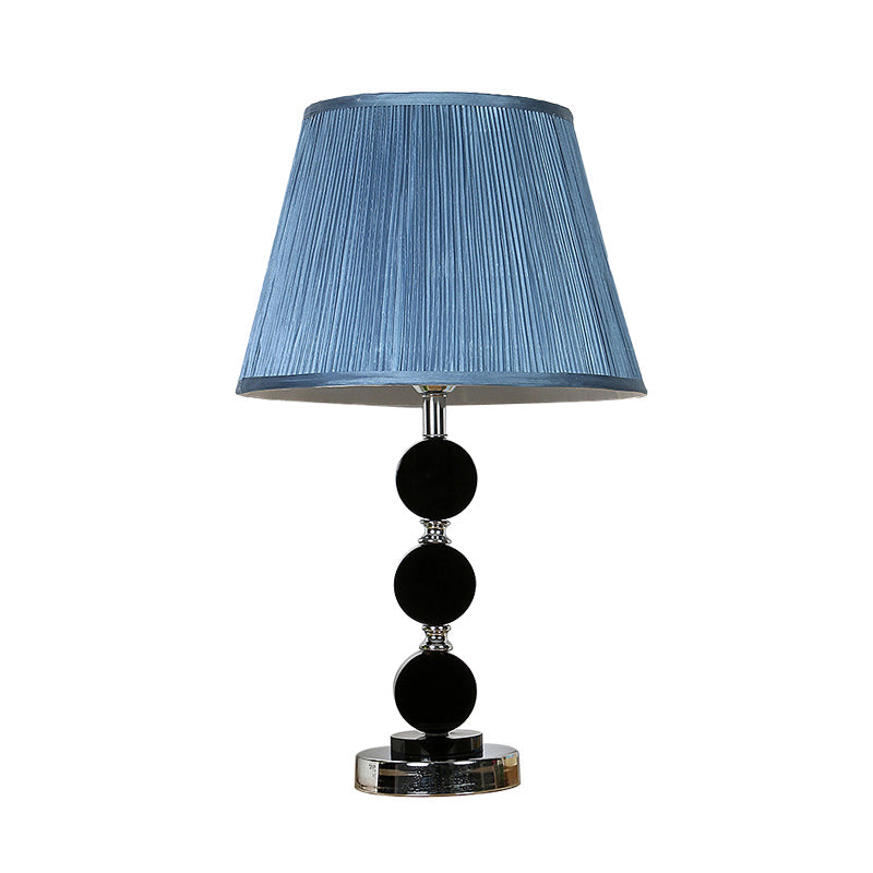 Blue Single Light Night Table Light Traditionalism Fabric Cone Nightstand Lamp with Crystal Base Clearhalo 'Lamps' 'Table Lamps' Lighting' 325808