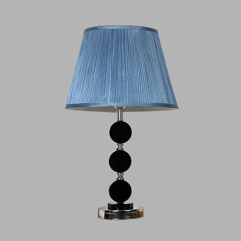 Blue Single Light Night Table Light Traditionalism Fabric Cone Nightstand Lamp with Crystal Base Clearhalo 'Lamps' 'Table Lamps' Lighting' 325809