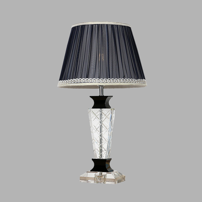 Black Tapered Nightstand Lamp Traditional Style 1 Light Bedroom Table Light with Crystal Base Black Clearhalo 'Lamps' 'Table Lamps' Lighting' 325816