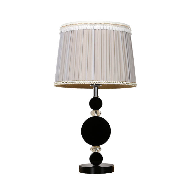 Rural Drum Shade Night Light 1 Light Fabric Table Lamp in Cream Gray for Bedroom with Faux-Braided Detailing Clearhalo 'Lamps' 'Table Lamps' Lighting' 325955