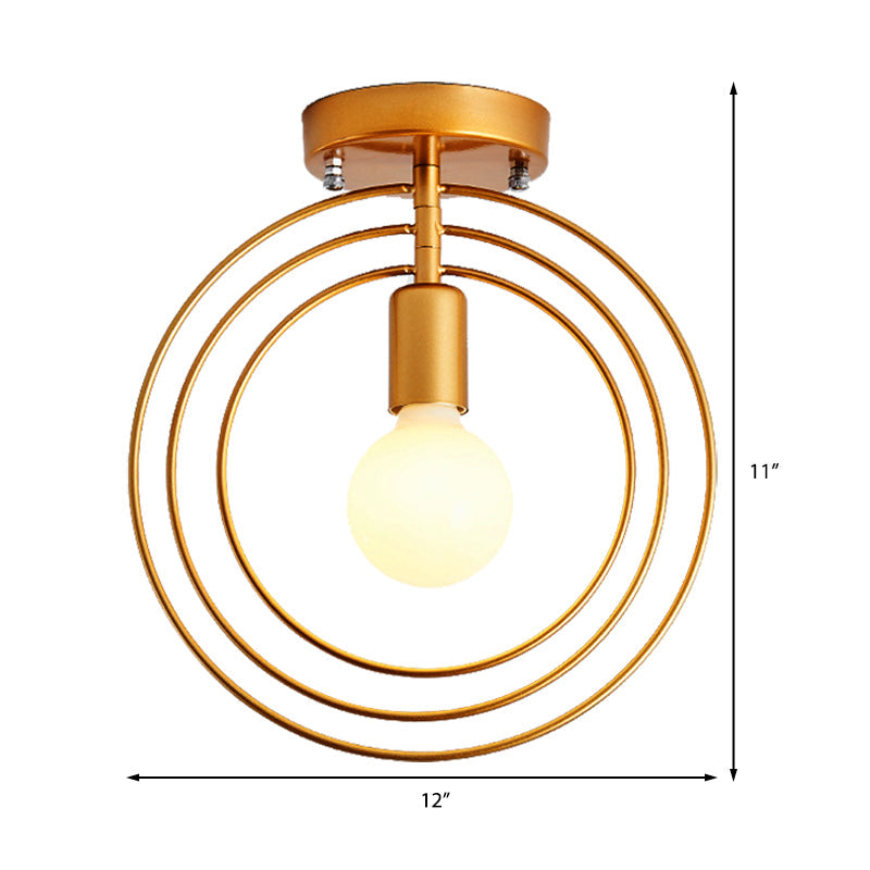 Triple Metal Ring Ceiling Mount Light Fixture Modern 1 Light Golden Flush Ceiling Light Fixture for Bedroom Clearhalo 'Ceiling Lights' 'Close To Ceiling Lights' 'Close to ceiling' 'Flush mount' Lighting' 326314