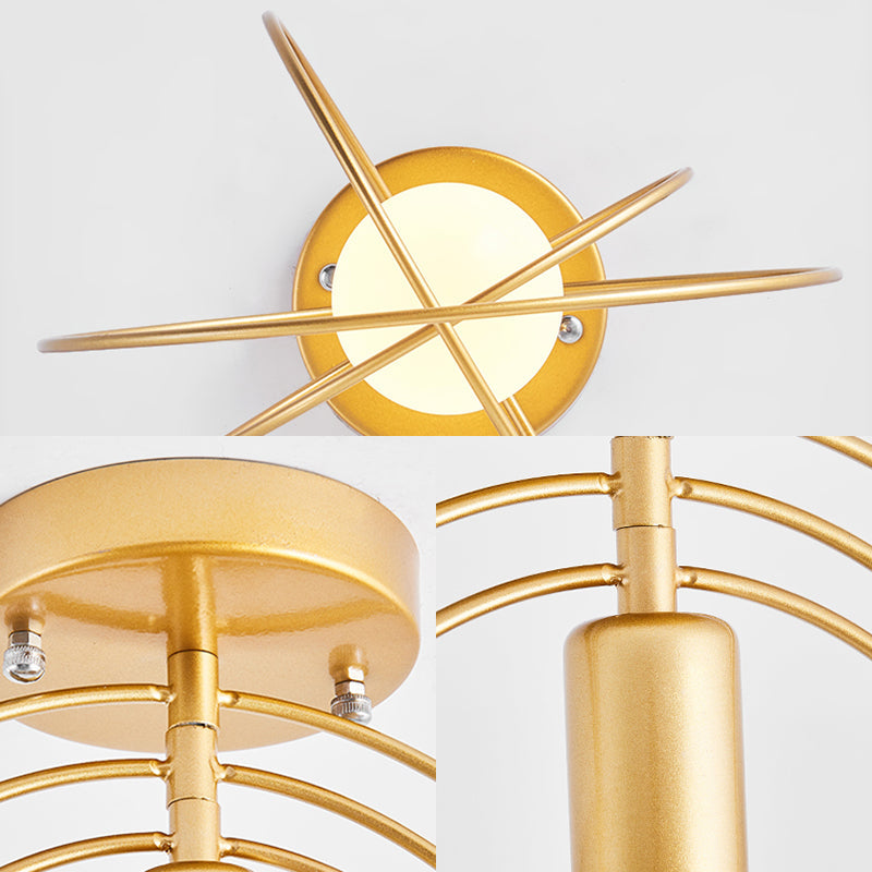 Triple Metal Ring Ceiling Mount Light Fixture Modern 1 Light Golden Flush Ceiling Light Fixture for Bedroom Clearhalo 'Ceiling Lights' 'Close To Ceiling Lights' 'Close to ceiling' 'Flush mount' Lighting' 326315