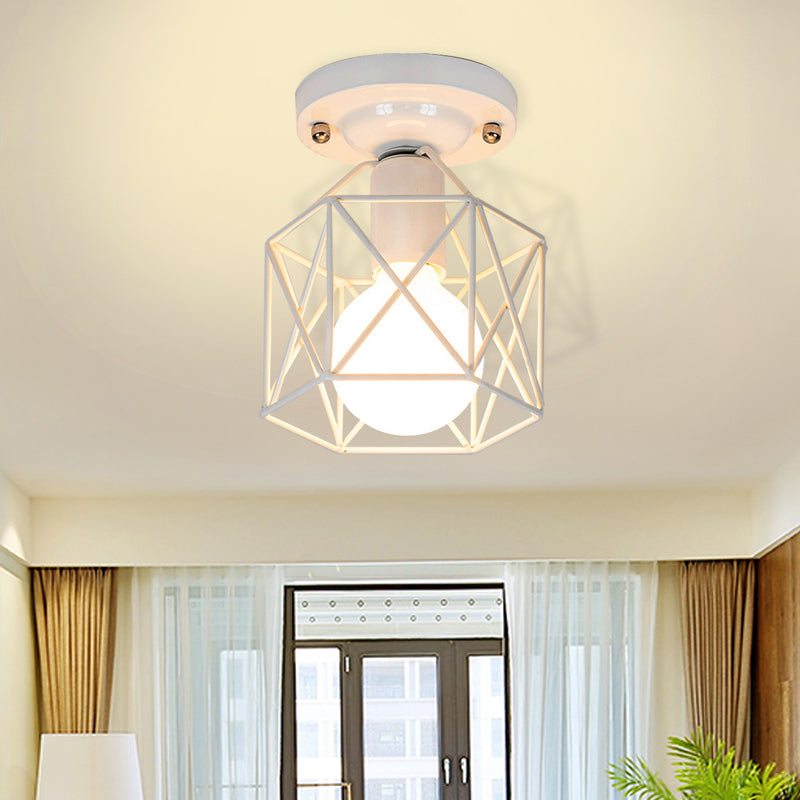 White/Pink/Green Metal Frame Ceiling Mounted Light Minimalism 1 Light Ceiling Light Flush Mount for Cloakroom White Clearhalo 'Ceiling Lights' 'Close To Ceiling Lights' 'Close to ceiling' 'Flush mount' Lighting' 326342