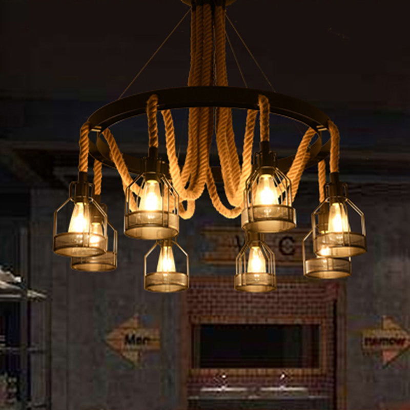 Circular Metallic Chandelier Factory 4/6/14 Lights Restaurant Ceiling Light Fixture in Black 8 Black Clearhalo 'Cast Iron' 'Ceiling Lights' 'Chandeliers' 'Industrial Chandeliers' 'Industrial' 'Metal' 'Middle Century Chandeliers' 'Rustic Chandeliers' 'Tiffany' Lighting' 326776