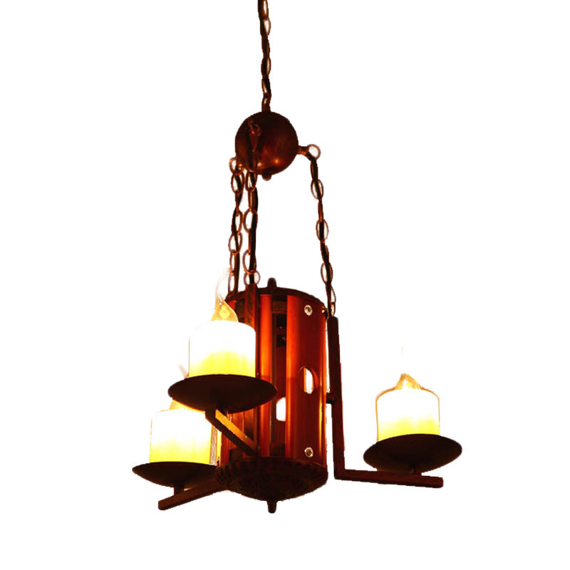 Dark Tan Candle-Style Chandelier Light Fixture Vintage Metallic 3 Lights Bedroom Pendant Lighting Clearhalo 'Cast Iron' 'Ceiling Lights' 'Chandeliers' 'Industrial Chandeliers' 'Industrial' 'Metal' 'Middle Century Chandeliers' 'Rustic Chandeliers' 'Tiffany' Lighting' 326817