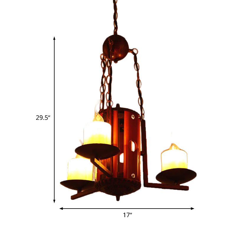 Dark Tan Candle-Style Chandelier Light Fixture Vintage Metallic 3 Lights Bedroom Pendant Lighting Clearhalo 'Cast Iron' 'Ceiling Lights' 'Chandeliers' 'Industrial Chandeliers' 'Industrial' 'Metal' 'Middle Century Chandeliers' 'Rustic Chandeliers' 'Tiffany' Lighting' 326818