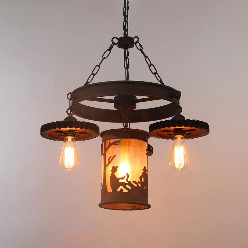 4 Lights Exposed Bulb Chandelier Industrial Rust Metallic Pendant Lighting Fixture Clearhalo 'Cast Iron' 'Ceiling Lights' 'Chandeliers' 'Industrial Chandeliers' 'Industrial' 'Metal' 'Middle Century Chandeliers' 'Rustic Chandeliers' 'Tiffany' Lighting' 326863