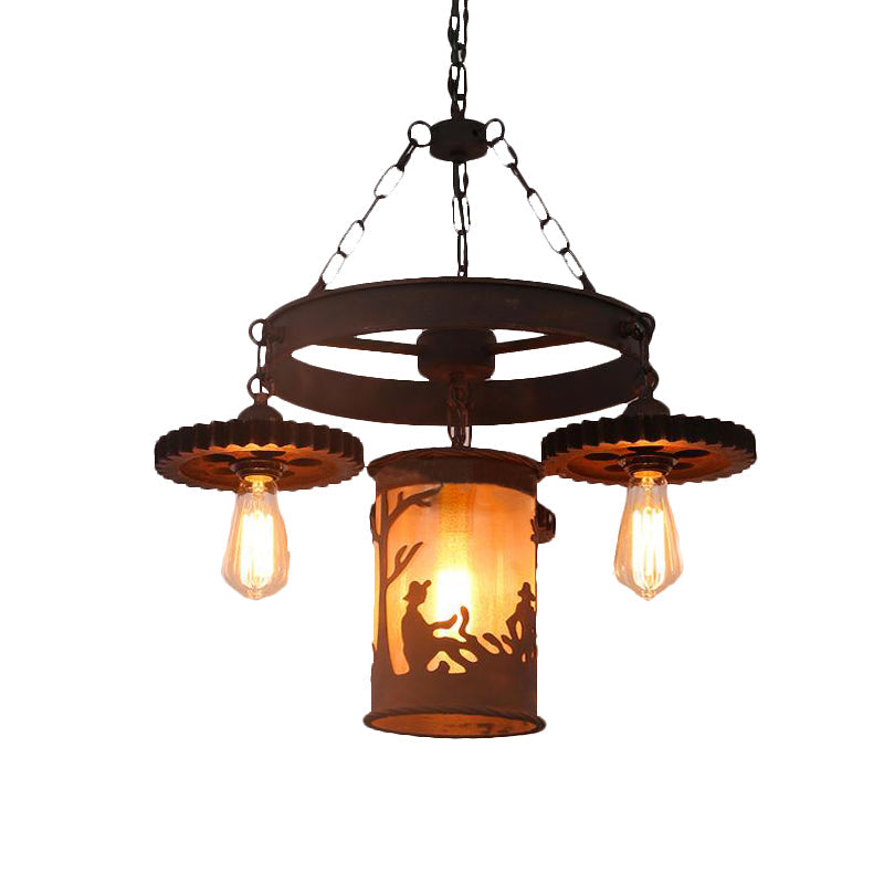 4 Lights Exposed Bulb Chandelier Industrial Rust Metallic Pendant Lighting Fixture Clearhalo 'Cast Iron' 'Ceiling Lights' 'Chandeliers' 'Industrial Chandeliers' 'Industrial' 'Metal' 'Middle Century Chandeliers' 'Rustic Chandeliers' 'Tiffany' Lighting' 326864