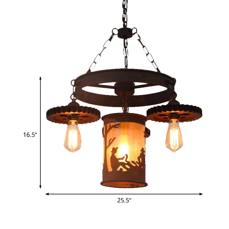 4 Lights Exposed Bulb Chandelier Industrial Rust Metallic Pendant Lighting Fixture Clearhalo 'Cast Iron' 'Ceiling Lights' 'Chandeliers' 'Industrial Chandeliers' 'Industrial' 'Metal' 'Middle Century Chandeliers' 'Rustic Chandeliers' 'Tiffany' Lighting' 326865