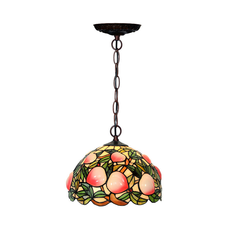 Pink Cut Glass 1/2/3 Lights Chandelier Light Victorian Peach Bronze Hanging Pendant for Dining Room, 12