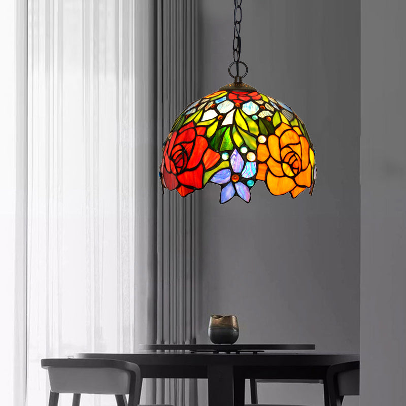 Victorian Floral Chandelier Lamp 1/2/3 Lights Red Cut Glass Pendant Light Fixture for Kitchen, 10