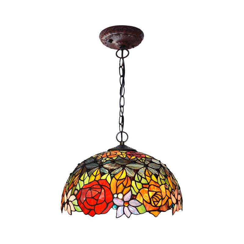 Victorian Floral Chandelier Lamp 1/2/3 Lights Red Cut Glass Pendant Light Fixture for Kitchen, 10
