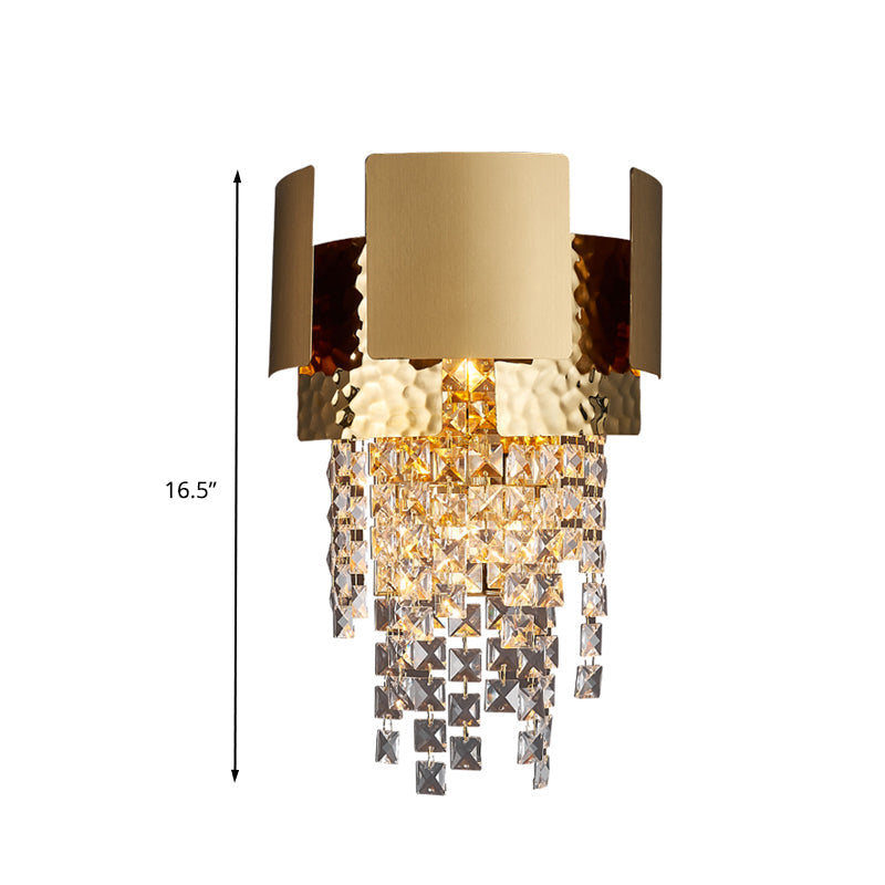 Crystal Gold Wall Lighting Cascading 2 Bulbs LED Traditional Wall Sconce Light for Bedroom Clearhalo 'Wall Lamps & Sconces' 'Wall Lights' Lighting' 328237