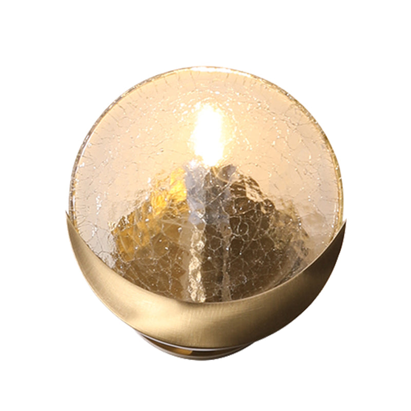 Minimalism Ring Wall Mount Lamp 1 Head Crackle Glass Wall Sconce Light in Gold for Bedroom Clearhalo 'Wall Lamps & Sconces' 'Wall Lights' Lighting' 328246