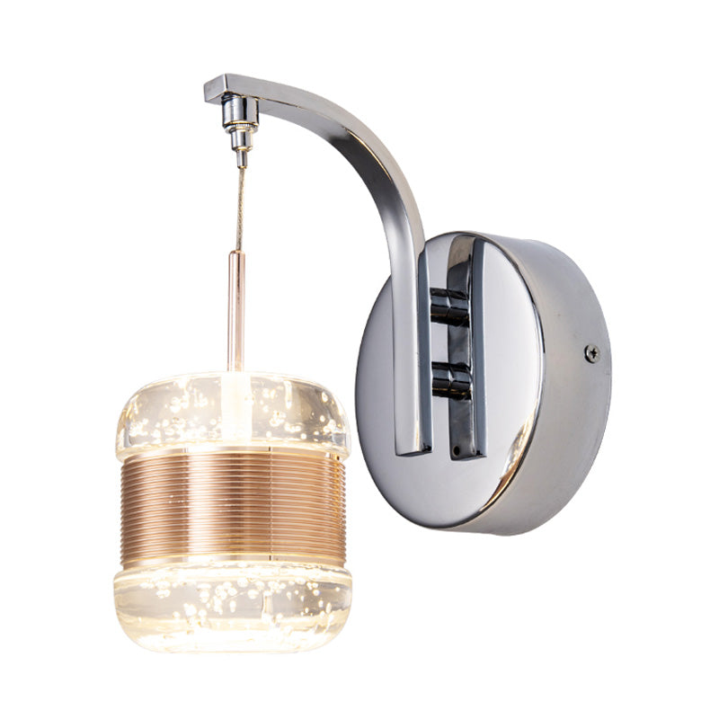 Traditionalism Drum Wall Mount Lamp LED Bubble Crystal Wall Sconce Lighting in Gold for Bedroom Clearhalo 'Wall Lamps & Sconces' 'Wall Lights' Lighting' 328838