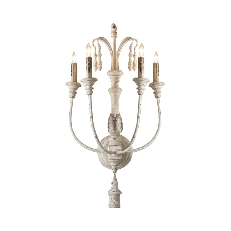 Wood Grey/White Wall Lighting Idea Candlestick 3/4 Lights Traditional Sconce Light Fixture Clearhalo 'Wall Lamps & Sconces' 'Wall Lights' Lighting' 329281