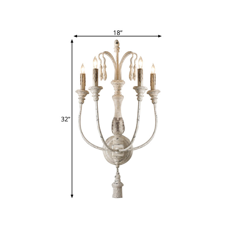 Wood Grey/White Wall Lighting Idea Candlestick 3/4 Lights Traditional Sconce Light Fixture Clearhalo 'Wall Lamps & Sconces' 'Wall Lights' Lighting' 329282