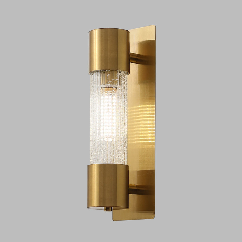 1 Bulb Cylindrical Wall Lighting Minimalism Gold Crackle Glass Wall Sconce Light, 15