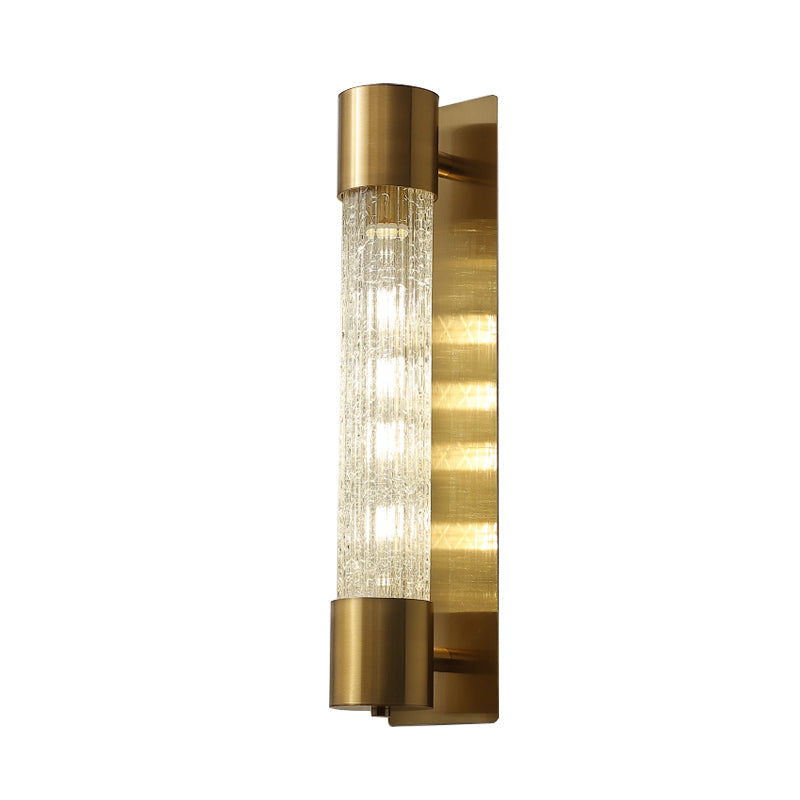 1 Bulb Cylindrical Wall Lighting Minimalism Gold Crackle Glass Wall Sconce Light, 15