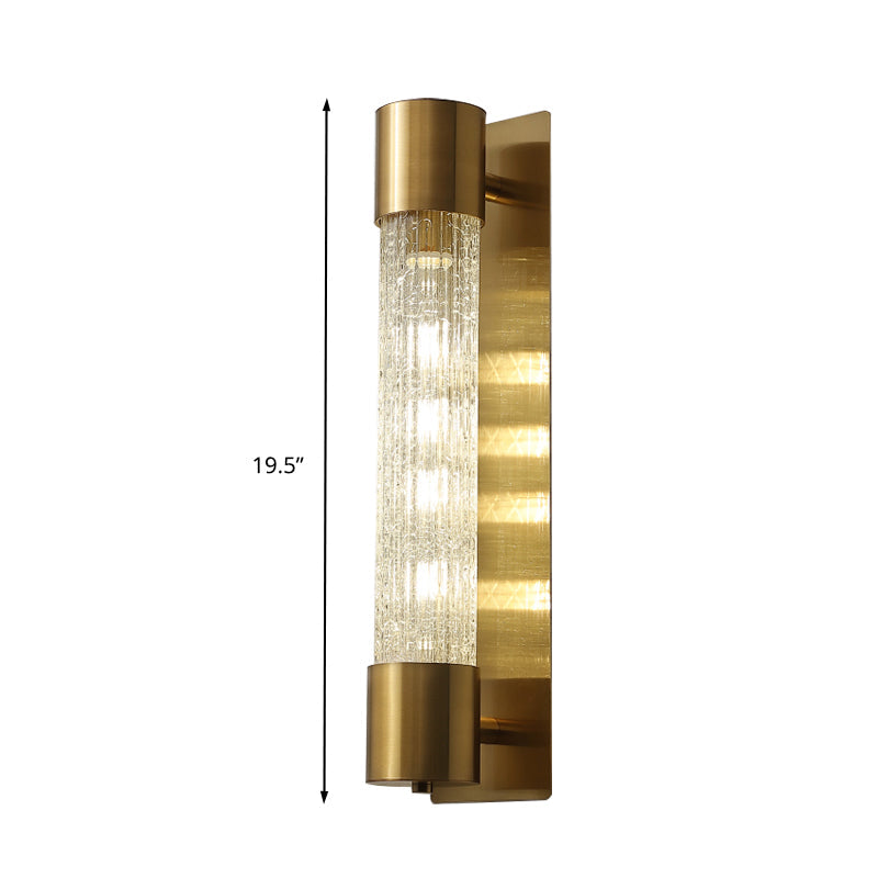 1 Bulb Cylindrical Wall Lighting Minimalism Gold Crackle Glass Wall Sconce Light, 15