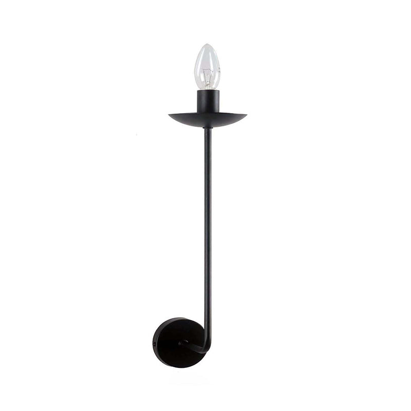 Black Finish Exposed Sconce Wall Light Industrial Style 1 Bulb Metal Wall Mount Light with Candle Design Clearhalo 'Art deco wall lights' 'Cast Iron' 'Glass' 'Industrial wall lights' 'Industrial' 'Middle century wall lights' 'Modern' 'Rustic wall lights' 'Tiffany' 'Traditional wall lights' 'Wall Lamps & Sconces' 'Wall Lights' Lighting' 331815