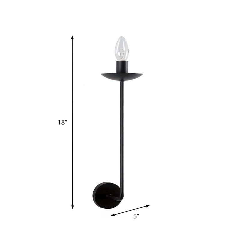 Black Finish Exposed Sconce Wall Light Industrial Style 1 Bulb Metal Wall Mount Light with Candle Design Clearhalo 'Art deco wall lights' 'Cast Iron' 'Glass' 'Industrial wall lights' 'Industrial' 'Middle century wall lights' 'Modern' 'Rustic wall lights' 'Tiffany' 'Traditional wall lights' 'Wall Lamps & Sconces' 'Wall Lights' Lighting' 331816