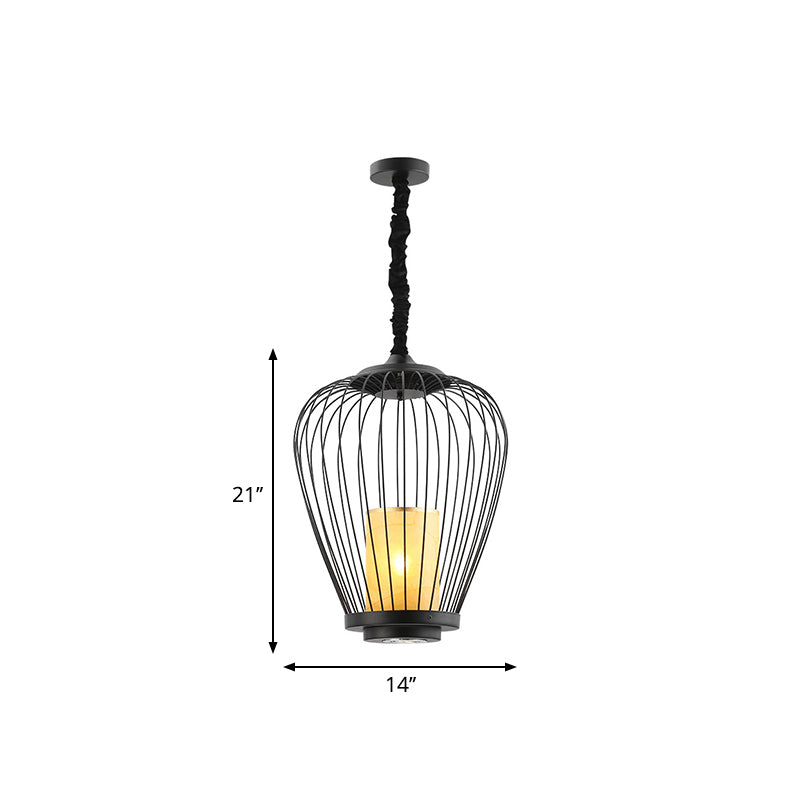 Caged Dining Room Ceiling Lighting Metal 14