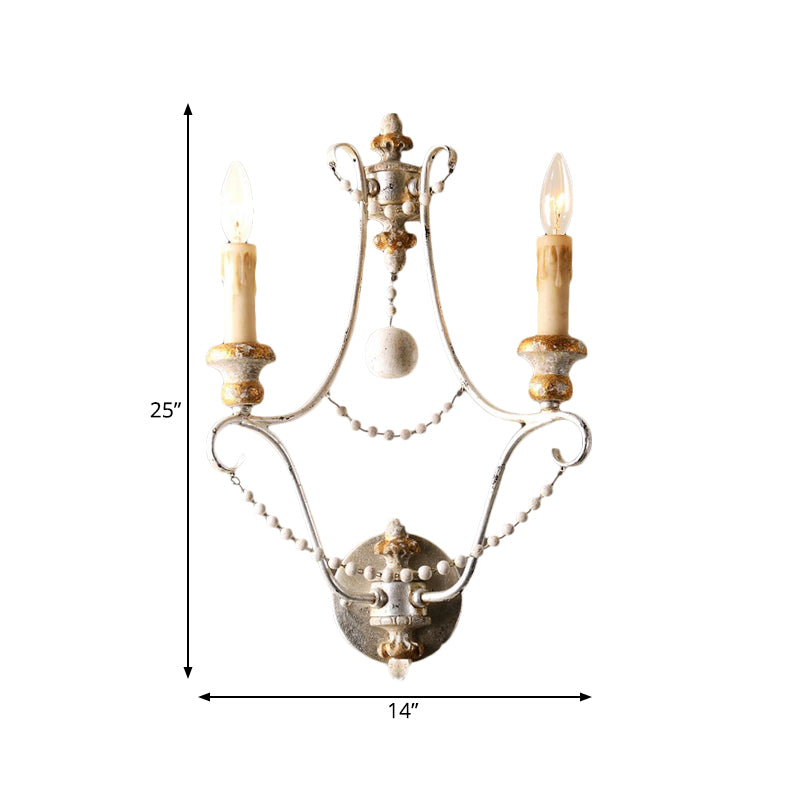 White 2 Lights Sconce Traditional-Style Wood Candelabra Wall Lighting Idea, 7