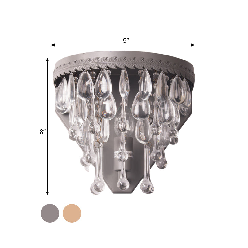 Crystal Grey/Bronze Sconce Light Tiered 1 Light Minimalism Wall Mount Lighting for Bedroom Clearhalo 'Wall Lamps & Sconces' 'Wall Lights' Lighting' 332429