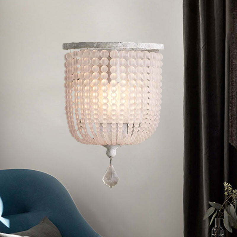 White/Grey 1 Light Wall Mount Light Minimalism Crystal Half-Basket Sconce Light Fixture White Clearhalo 'Wall Lamps & Sconces' 'Wall Lights' Lighting' 332484