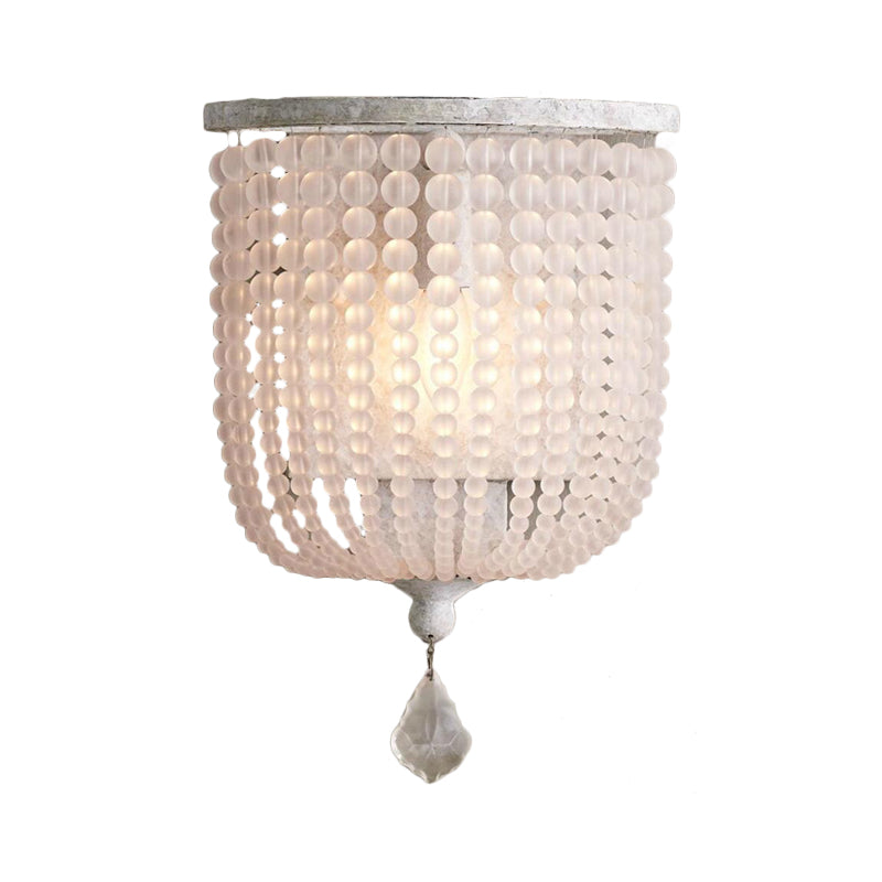 White/Grey 1 Light Wall Mount Light Minimalism Crystal Half-Basket Sconce Light Fixture Clearhalo 'Wall Lamps & Sconces' 'Wall Lights' Lighting' 332485