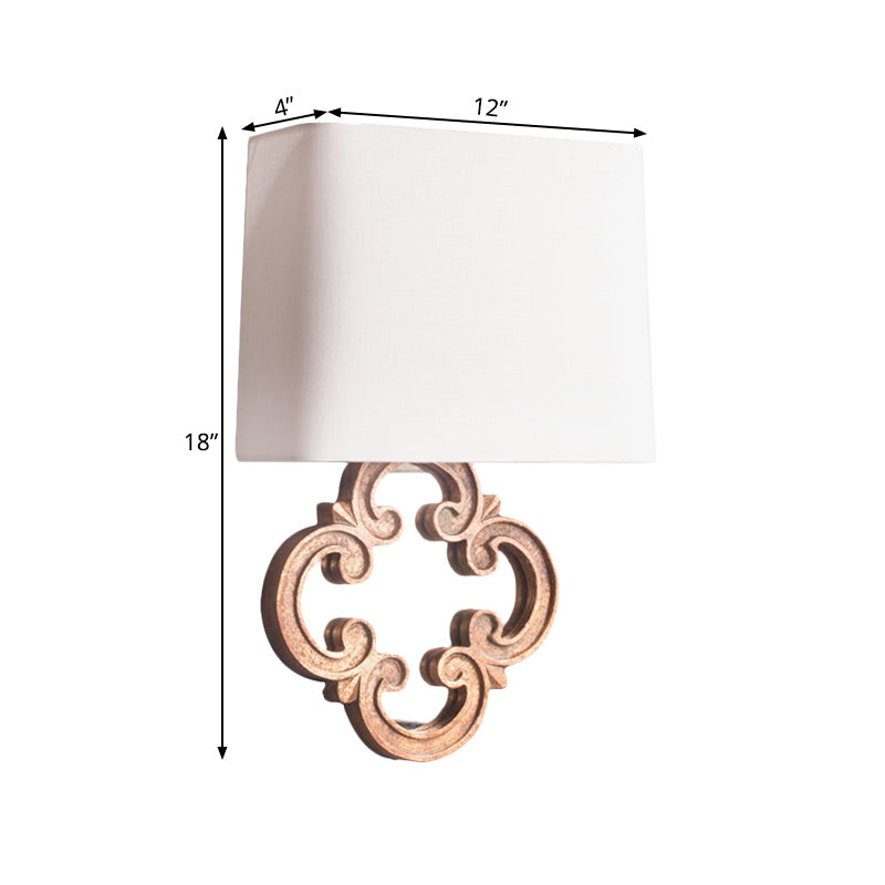 Tapered Fabric Wall Mounted Lighting Countryside 1 Light Living Room Sconce in White Clearhalo 'Wall Lamps & Sconces' 'Wall Lights' Lighting' 332600