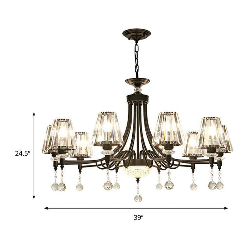 Tapered Ceiling Chandelier Modern Cut Crystal 3/6/8 Heads 23.5