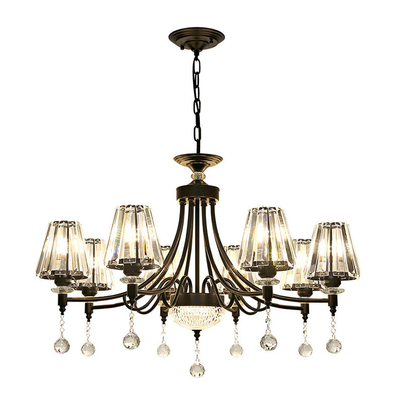 Tapered Ceiling Chandelier Modern Cut Crystal 3/6/8 Heads 23.5