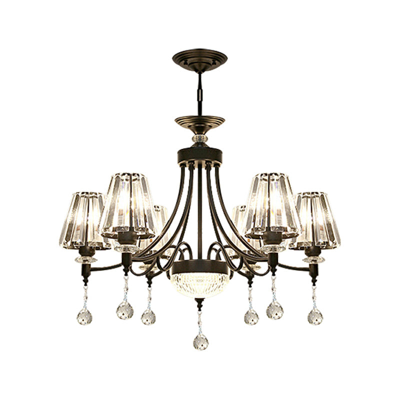 Tapered Ceiling Chandelier Modern Cut Crystal 3/6/8 Heads 23.5