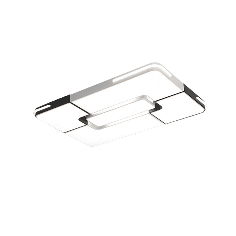 White Squared/Rectangular Ceiling Light Fixture Contemporary 19.5