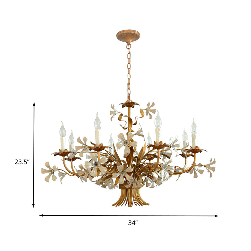 8 Heads Metallic Chandelier Lamp Brass Candlestick Bedroom Suspension Lighting Fixture Clearhalo 'Ceiling Lights' 'Chandeliers' Lighting' options 337941