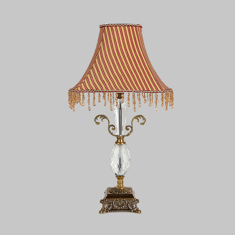 Oval Bedroom Night Table Lamp Countryside Carved Crystal 1 Light Yellow Nightstand Light Clearhalo 'Lamps' 'Table Lamps' Lighting' 338203