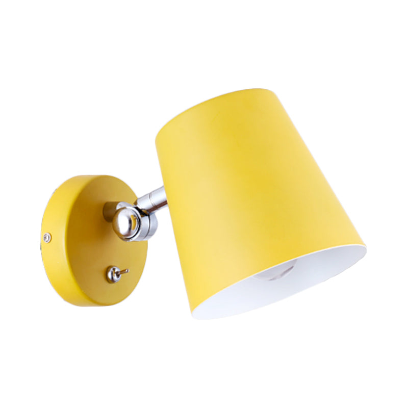 1 Head Bedroom Wall Lamp Modernism Yellow Sconce Light Fixture with Conical Metal Shade Clearhalo 'Cast Iron' 'Glass' 'Industrial' 'Modern wall lights' 'Modern' 'Tiffany' 'Traditional wall lights' 'Wall Lamps & Sconces' 'Wall Lights' Lighting' 338532