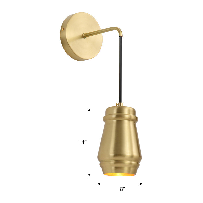 1 Head Bedroom Wall Sconce Modern Brass Wall Mount Lamp with Urn-Shaped Metal Shade Clearhalo 'Cast Iron' 'Glass' 'Industrial' 'Modern wall lights' 'Modern' 'Tiffany' 'Traditional wall lights' 'Wall Lamps & Sconces' 'Wall Lights' Lighting' 339184