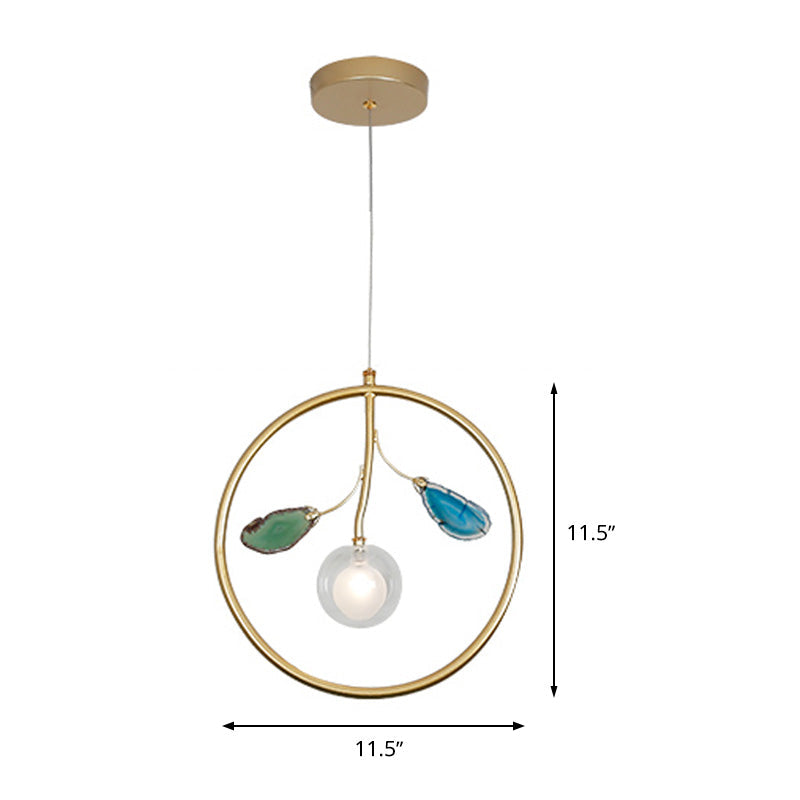 Cage Pendant Ceiling Light Modernist Metal 1 Bulb LED Gold Suspended Lighting for Foyer Clearhalo 'Ceiling Lights' 'Modern Pendants' 'Modern' 'Pendant Lights' 'Pendants' Lighting' 339277