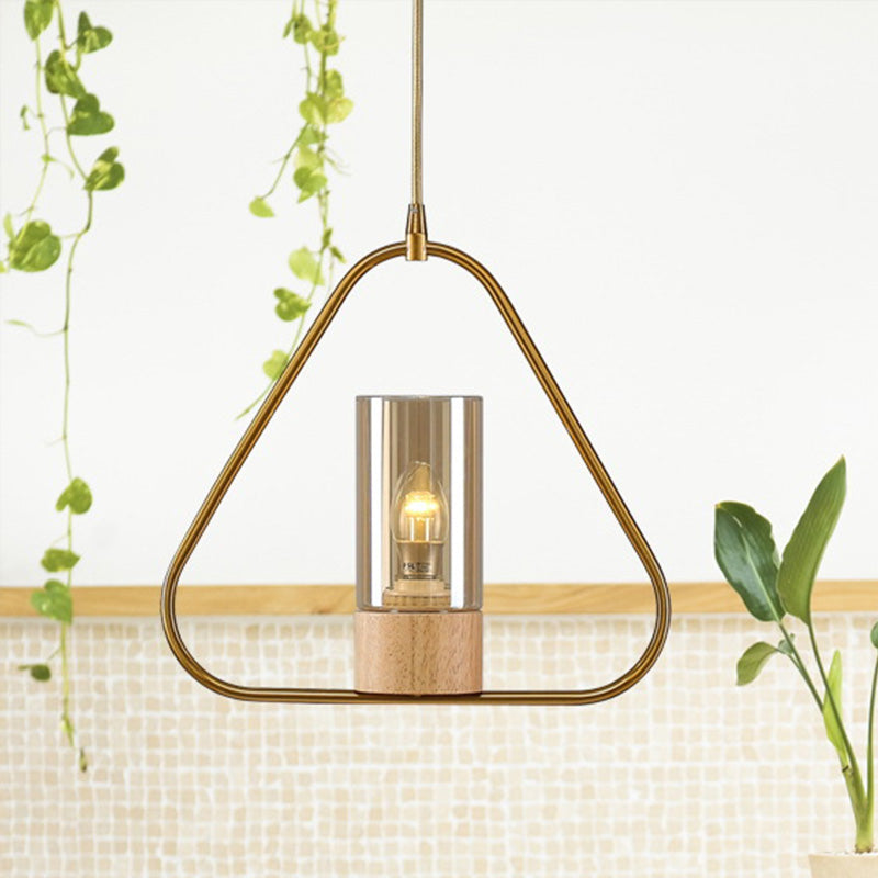 Triangle Drop Pendant Modernism Metal 1 Head Living Room Suspension Light in Gold Clearhalo 'Ceiling Lights' 'Modern Pendants' 'Modern' 'Pendant Lights' 'Pendants' Lighting' 339325