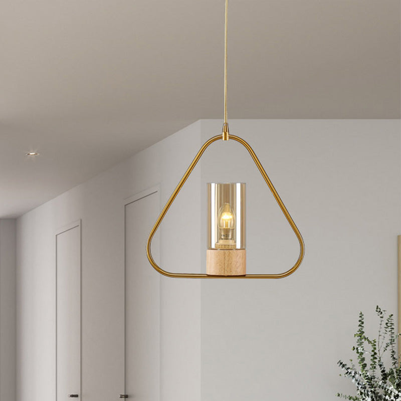 Triangle Drop Pendant Modernism Metal 1 Head Living Room Suspension Light in Gold Clearhalo 'Ceiling Lights' 'Modern Pendants' 'Modern' 'Pendant Lights' 'Pendants' Lighting' 339326