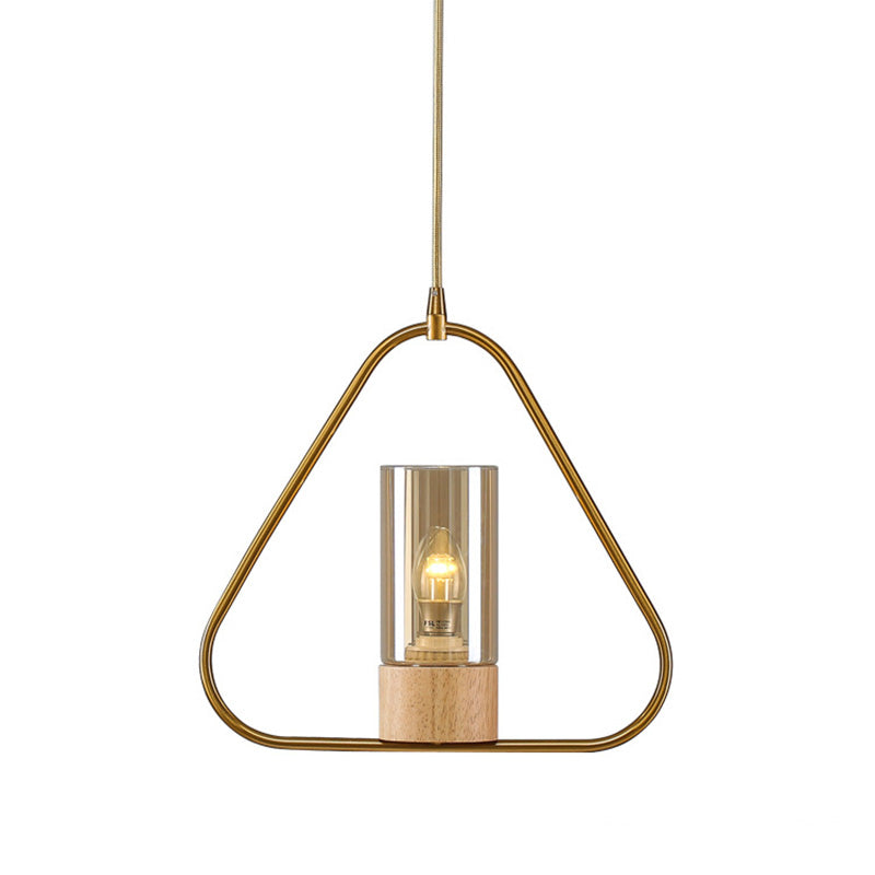 Triangle Drop Pendant Modernism Metal 1 Head Living Room Suspension Light in Gold Clearhalo 'Ceiling Lights' 'Modern Pendants' 'Modern' 'Pendant Lights' 'Pendants' Lighting' 339327