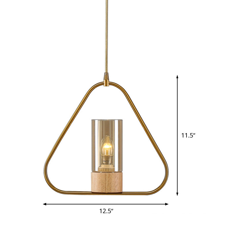 Triangle Drop Pendant Modernism Metal 1 Head Living Room Suspension Light in Gold Clearhalo 'Ceiling Lights' 'Modern Pendants' 'Modern' 'Pendant Lights' 'Pendants' Lighting' 339328