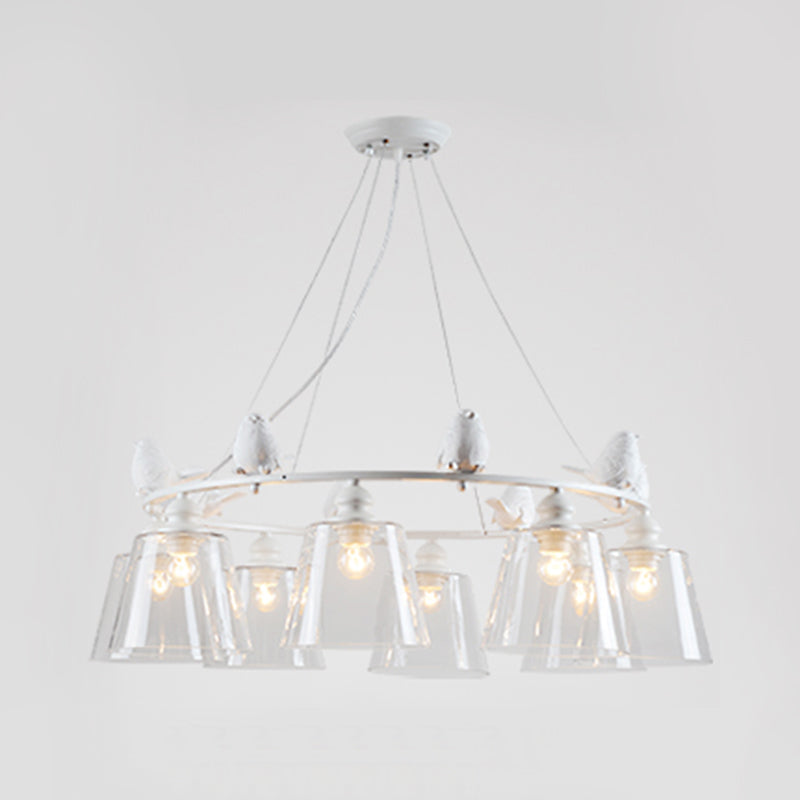 White 3/8 Lights Chandelier Light Fixture Classic Clear Glass Tapered Pendant Lamp for Living Room Clearhalo 'Ceiling Lights' 'Chandeliers' Lighting' options 340441